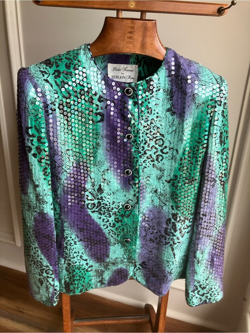 Vintage Rickie Freeman Teri Jon Silk Sequin Jacket Size 10